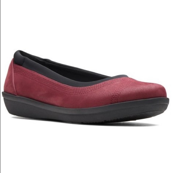 Clarks Shoes - Clarks Ayla Low Ballet Flat burgundy black low slip on comfort shoes 9
